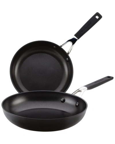 Kitchenaid Hard Anodized Nonstick Frying Pan Set In Black