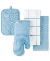 Kitchenaid Quilted Cotton Terry Cloth Kitchen Towel, Oven Mitt, Potholder 4-pack Set, In Blue Velvet