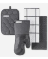 Kitchenaid Quilted Cotton Terry Cloth Kitchen Towel, Oven Mitt, Potholder 4-pack Set, In Charcoal Gray