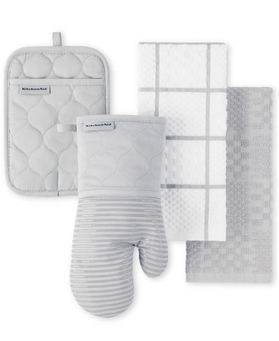 Kitchenaid Onion Quilt Kitchen Towel, Oven Mitt, Potholder 4-pack Set, In Matte Gray