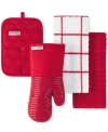 Kitchenaid Quilted Cotton Terry Cloth Kitchen Towel, Oven Mitt, Potholder 4-pack Set, In Passion Red