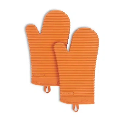 Kitchenaid Ribbed Silicone 2-pc. Oven Mitt Set In Orange