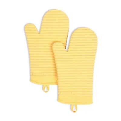 Kitchenaid Ribbed Silicone 2-pc. Oven Mitt Set In Yellow