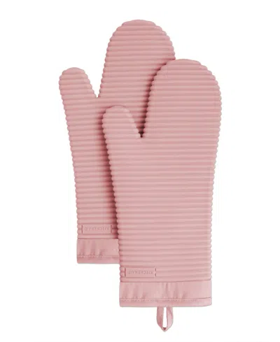 Kitchenaid Ribbed Soft Silicone 2-pc. Oven Mitt Set In Pink
