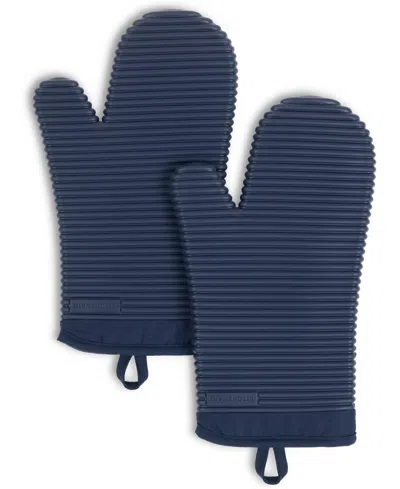 Kitchenaid Ribbed Soft Silicone 2-pc. Oven Mitt Set In Blue