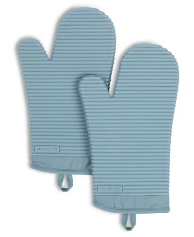Kitchenaid Ribbed Soft Silicone 2-pc. Oven Mitt Set In Blue