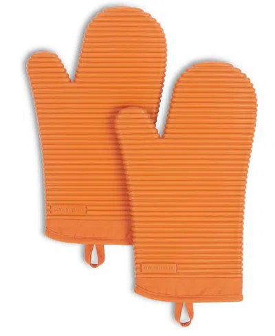 Kitchenaid Ribbed Soft Silicone 2-pc. Oven Mitt Set In Orange