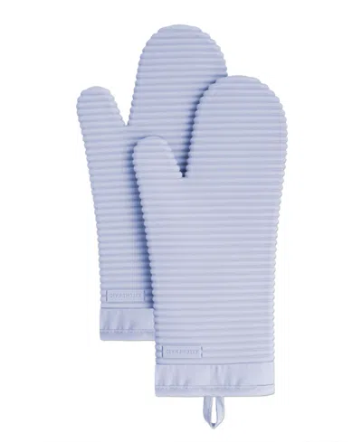 Kitchenaid Ribbed Soft Silicone 2-pc. Oven Mitt Set In Blue