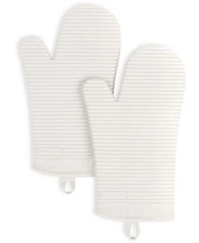 Kitchenaid Ribbed Soft Silicone 2-pc. Oven Mitt Set In White