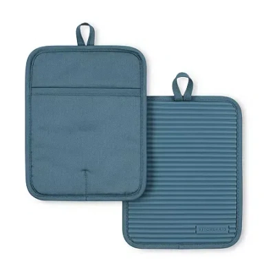 Kitchenaid Ribbed Soft Silicone 2-pc. Pot Holder Set In Blue