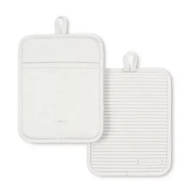 Kitchenaid Ribbed Soft Silicone 2-pc. Pot Holder Set In White