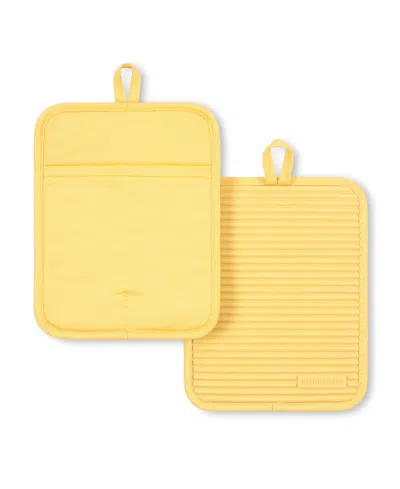 Kitchenaid Ribbed Soft Silicone 2-pc. Pot Holder Set In Yellow