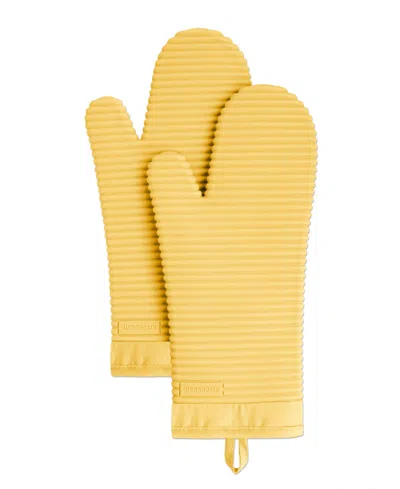 Kitchenaid Ribbed Soft Silicone Oven Mitt Set, 2 Piece In Orange