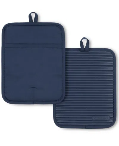 Kitchenaid Ribbed Soft Silicone Pot Holder Set, 2 Piece In Blue