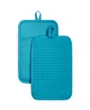 Kitchenaid Ribbed Soft Silicone Pot Holder Set, 2 Piece In Dark Blue