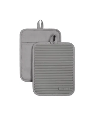 Kitchenaid Ribbed Soft Silicone Pot Holder Set, 2 Piece In Gray