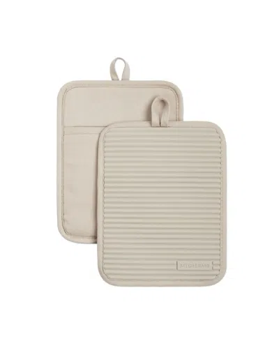 Kitchenaid Ribbed Soft Silicone Pot Holder Set, 2 Piece In White
