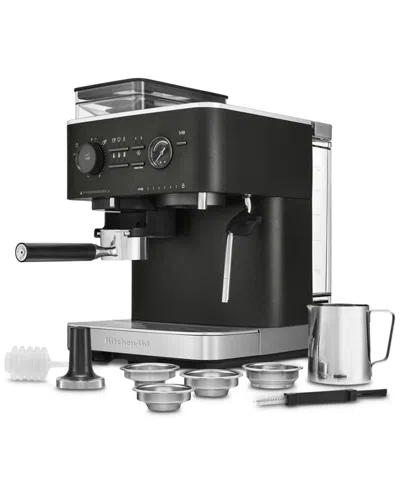 Kitchenaid Semi Automatic Espresso Machine With Burr Grinder, Kes6551 In Cast Iron Black