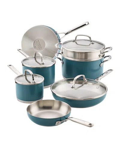 Kitchenaid Stainless Steel 11-piece Cookware Set In Green