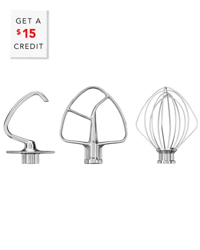 Kitchenaid Stainless Steel 3pc Stand Mixer Head Attachment Kit With $15 Credit In Silver