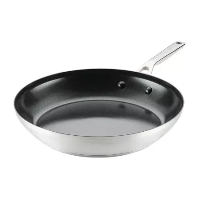 Kitchenaid Stainless Steel 3-ply Base Nonstick 12-inch Non-stick Frying Pan In Silver