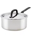 Kitchenaid Stainless Steel 5-ply Clad 3 Qt. Covered Saucepan In Metallic