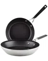 Kitchenaid Stainless Steel Nonstick Induction Frying Pan Set In Metallic