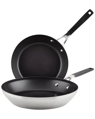 Kitchenaid Stainless Steel Nonstick Induction Frying Pan Set In Metallic