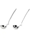 Kitchentrend 2pc Side Rest Hanging Ladle And Slotted Spoon Strainer Set In Silver