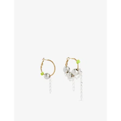 Kitesy Martin Studio Womens  La Serpent Steel And Brass Earrings In Golden/silver/green