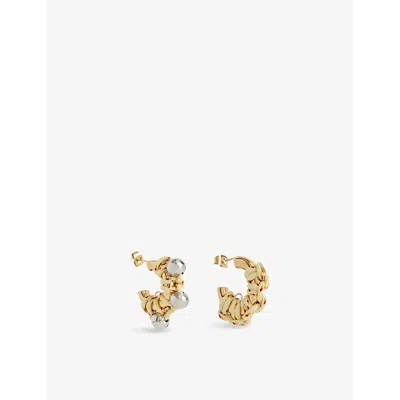 Kitesy Martin Studio Womens  La Bebe Steel And Brass Earrings In Golden/yellow