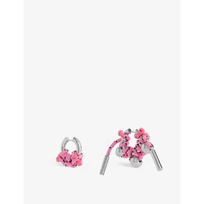 Kitesy Martin Studio Womens  Reawakened La Cordon Steel Hoop Earrings In Silver/pink