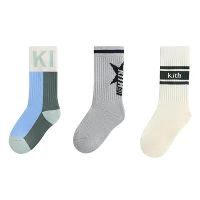 Pre-owned Kith 3-pack Crew Socks 'multicolor' | Multi-color | Kid's Size S/m