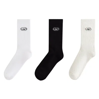 Pre-owned Kith 3-pack Script Plaque Crew Socks 'multi' | Multi-color | Men's Size Onesize In Multicolor