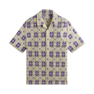 Pre-owned Kith Adonis Camp Collar Short-sleeve Shirt 'tyre' | Cream | Men's Size Xl