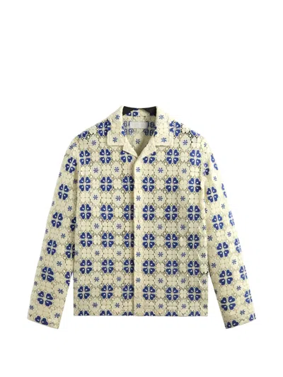 Kith Adonis Camp-collar Lace Shirt In Neutral