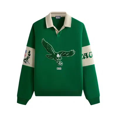Pre-owned Kith & '47 For The Nfl: Eagles Nelson Collared Pullover 'parrot' | Green | Men's Size L