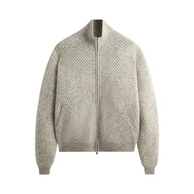 Pre-owned Kith &kin Basketweave Mohair Wyona Full Zip 'medium Heather Grey' | Men's Size L In Gray