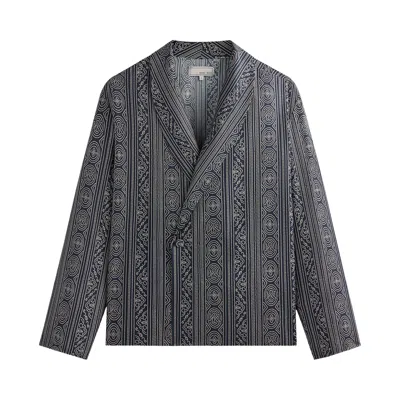Pre-owned Kith & Kin Batik Stripe Long-sleeve Thompson Crossover Shirt 'nocturnal' | Black | Men's Size Xxl