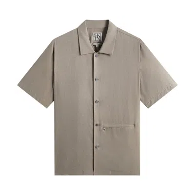 Pre-owned Kith &kin Cupro Linen Davenport Buttondown Shirt 'astro' | Tan | Men's Size L In Brown