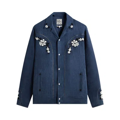 Pre-owned Kith &kin Cupro Linen Wally Shirt 'nocturnal' | Blue | Men's Size Xs