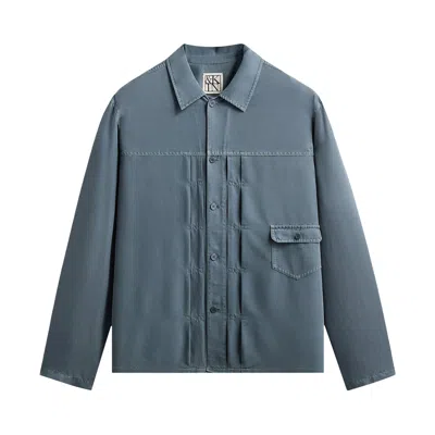 Pre-owned Kith &kin Garment Dyed Silk Collared Yardley Shirt 'ovation' | Green | Men's Size L