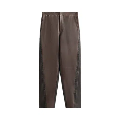 Pre-owned Kith &kin Irving Combo Leather Moto Pant 'hickory' | Brown | Men's Size Xs