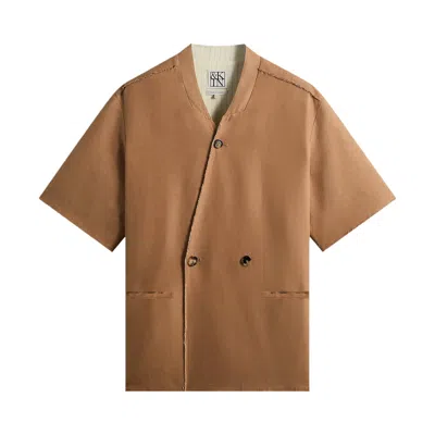 Pre-owned Kith &kin Linen Viscose Twill Mathis Shirt 'strand' | Tan | Men's Size L In Brown