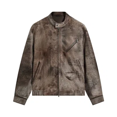 Pre-owned Kith &kin Pony Hair Cassius Moto Jacket 'underground' | Brown | Men's Size S