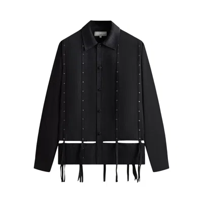 Pre-owned Kith & Kin Ribbon Long-sleeve Boxy Collared Overshirt 'black' | Men's Size S