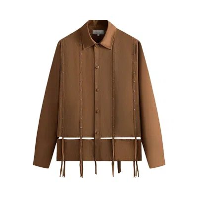 Pre-owned Kith & Kin Ribbon Long-sleeve Boxy Collared Overshirt 'modsy' | Brown | Men's Size M