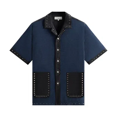 Pre-owned Kith & Kin Sawyer Short-sleeve Camp Collar Shirt 'nocturnal' | Blue | Men's Size S