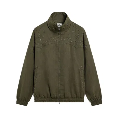 Pre-owned Kith &kin Studded Canvas Rhysand Jacket 'moss' | Green | Men's Size M