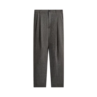 Pre-owned Kith &kin Textured Linen Flax Brynn Pleated Pant 'black Melange' | Men's Size Xxl
